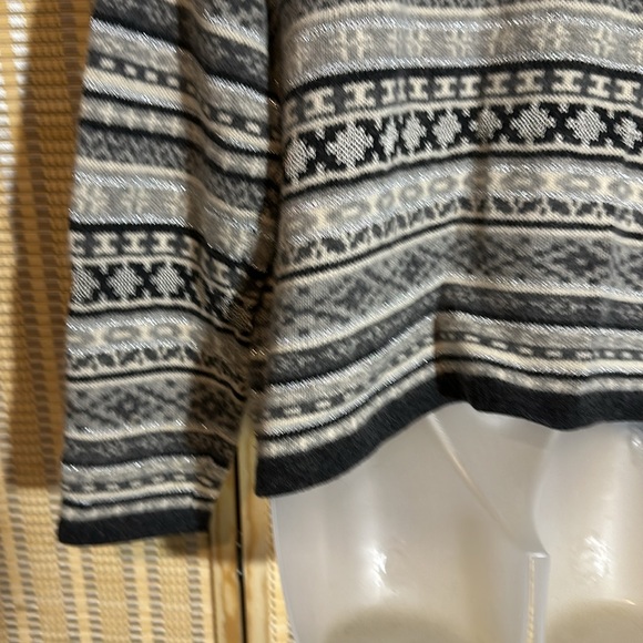 Appleseed's Gray White Metallic Silver Striped Knit Cardigan Sweater XL - Picture 13 of 16